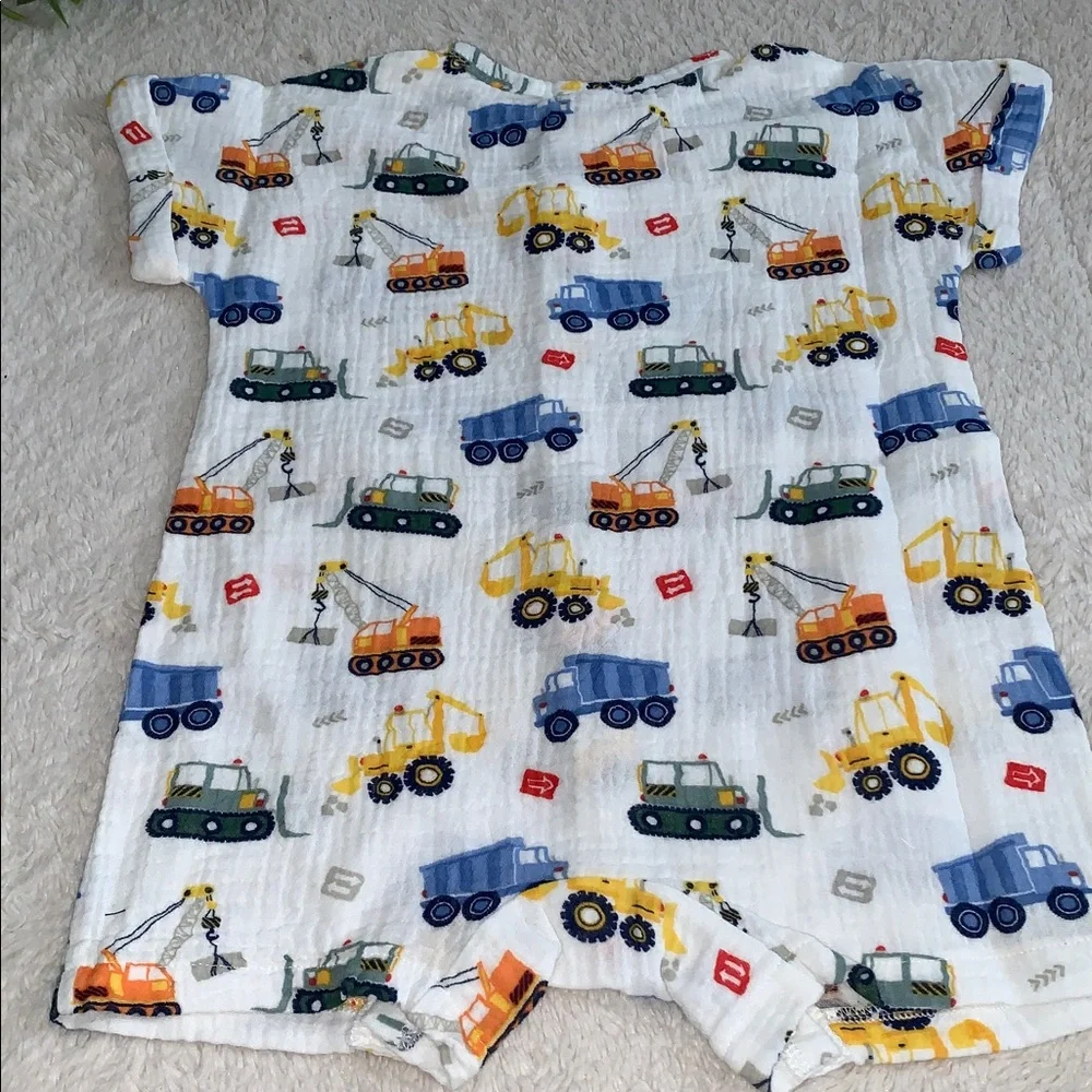 NWT Angel Dear Construction Dolman Henley Shortall Romper Organic Cotton 18-24M